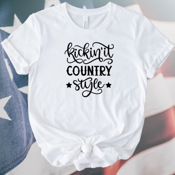 Cowgirl, Trendy, Graphic T-Shirt Kick-in It Country Style - Picture 1 of 2